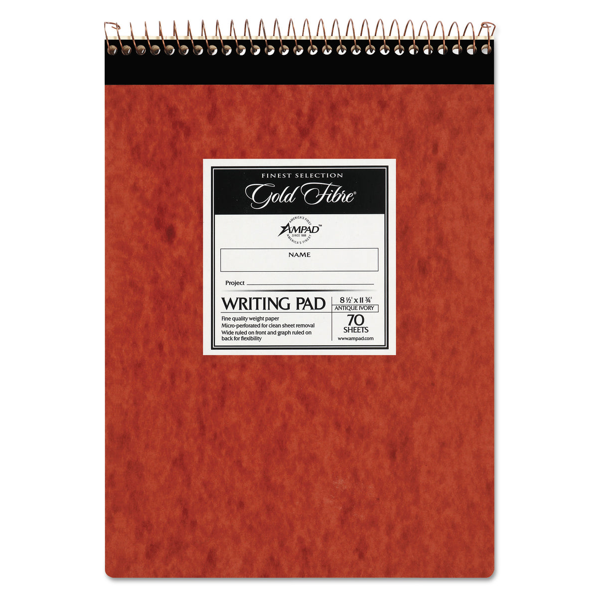 Gold Fibre Retro Wirebound Writing Pads, Wide/Legal and Quadrille Rule, Red Cover, 70 White 8.5 x 11.75 Sheets