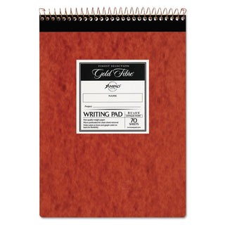 Gold Fibre Retro Wirebound Writing Pads, Wide/Legal and Quadrille Rule, Red Cover, 70 White 8.5 x 11.75 Sheets