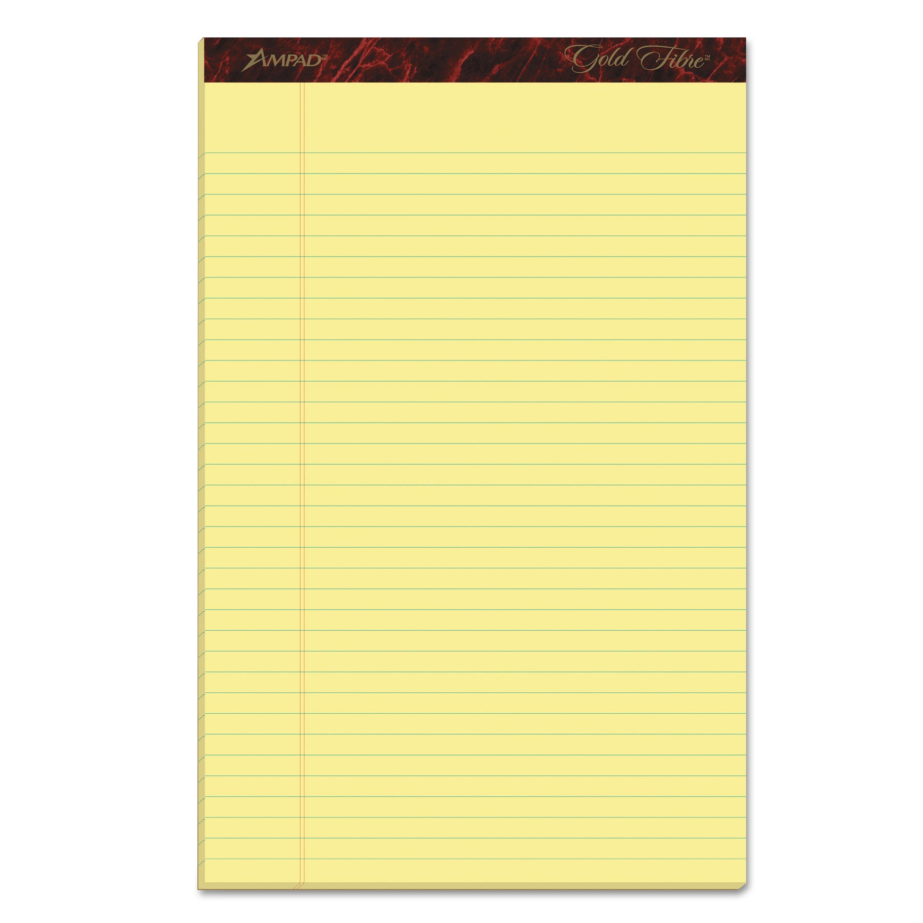 Gold Fibre Quality Writing Pads, Wide/Legal Rule, 50 Canary-Yellow 8.5 x 14 Sheets, Dozen - 