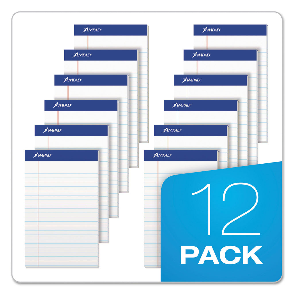Recycled Writing Pads, Narrow Rule, Politex Green Kelsu Headband, 50 White 5 x 8 Sheets, Dozen - 