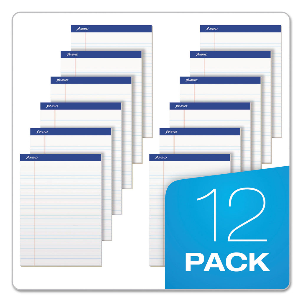 Recycled Writing Pads, Wide/Legal Rule, Politex Green Kelsu Headband, 50 White 8.5 x 11.75 Sheets, Dozen