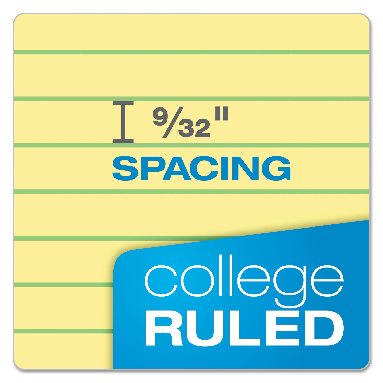 Double Sheet Pads, Medium/College Rule, 100 Canary-Yellow 8.5 x 11.75 Sheets - 