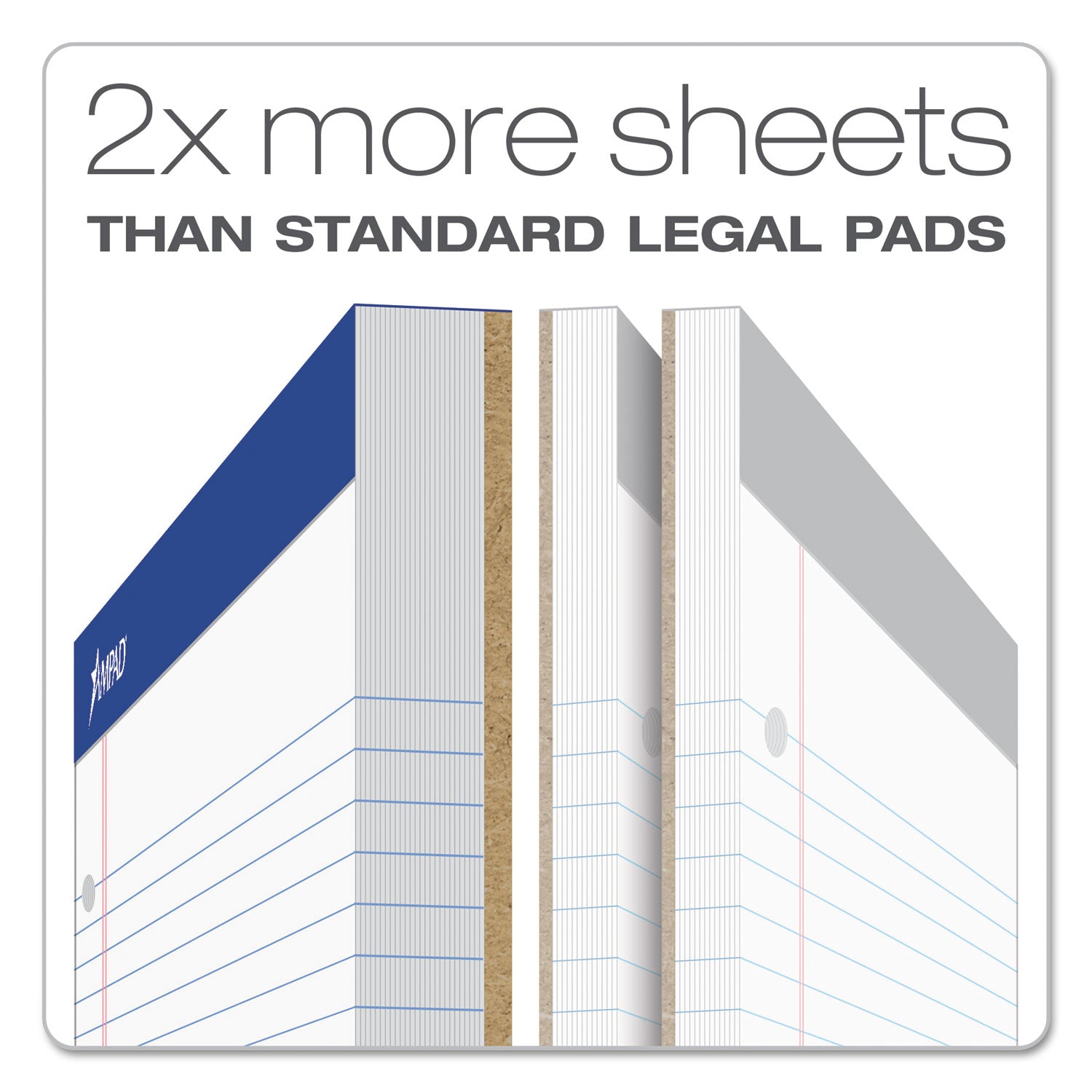 Double Sheet Pads, Wide/Legal Rule, 100 White 8.5 x 11.75 Sheets - 