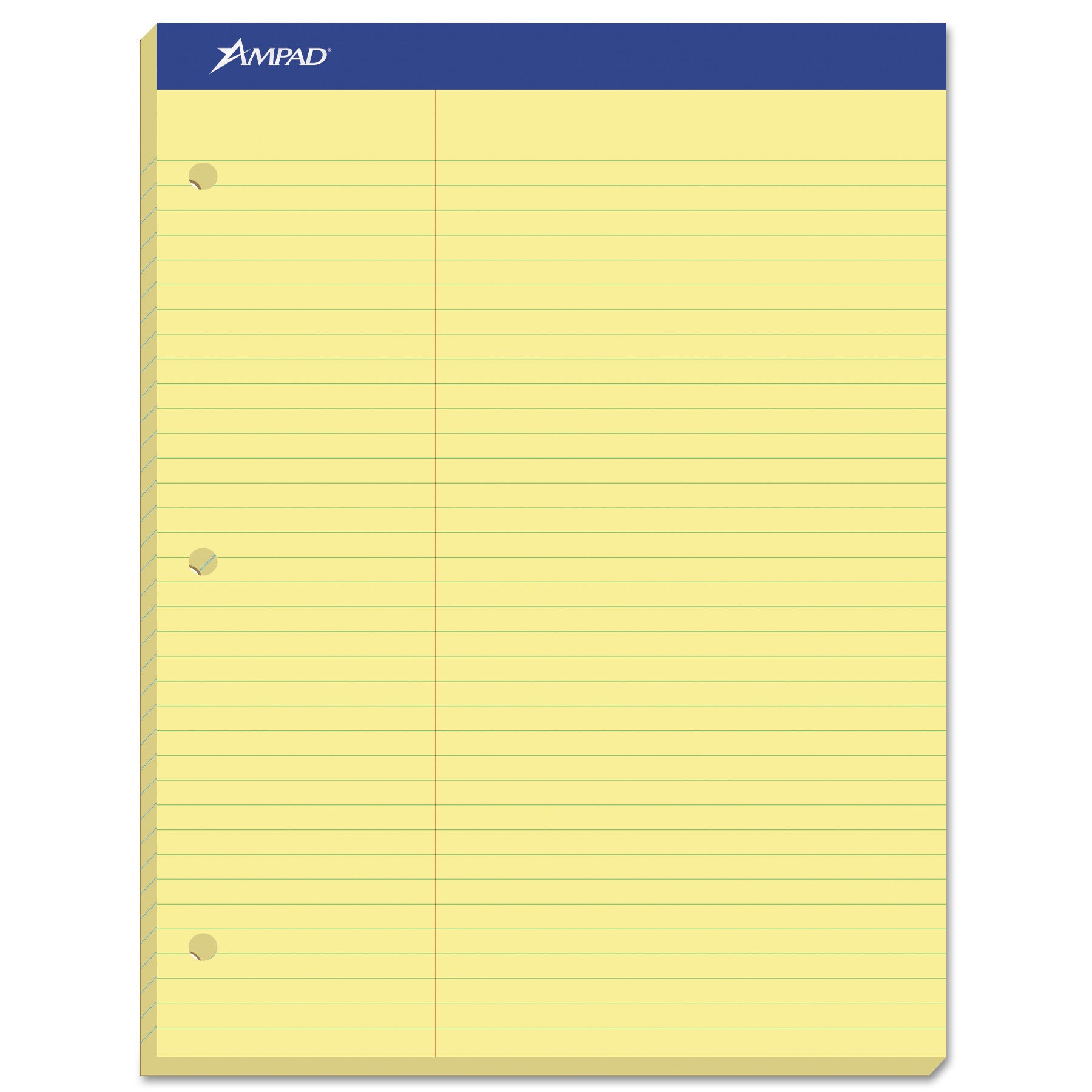 Double Sheet Pads, Pitman Rule Variation (Offset Dividing Line - 3" Left), 100 Canary-Yellow 8.5 x 11.75 Sheets - 