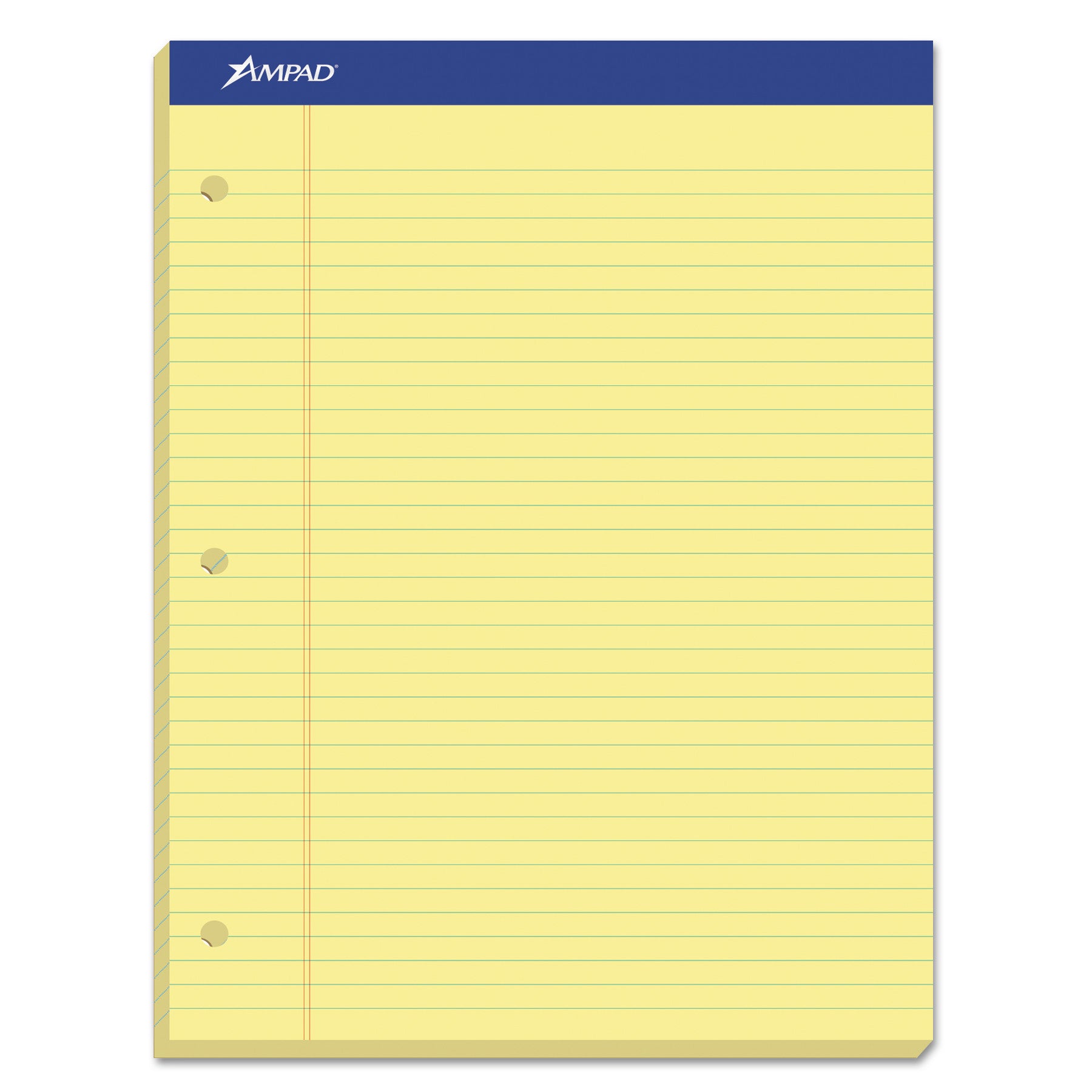 Double Sheet Pads, Medium/College Rule, 100 Canary-Yellow 8.5 x 11.75 Sheets - 