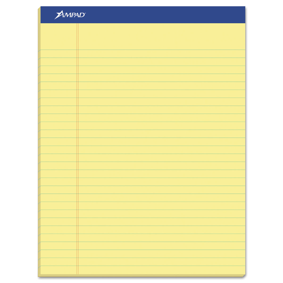 Recycled Writing Pads, Wide/Legal Rule, Politex Green Kelsu Headband, 50 Canary-Yellow 8.5 x 11.75 Sheets, Dozen - 