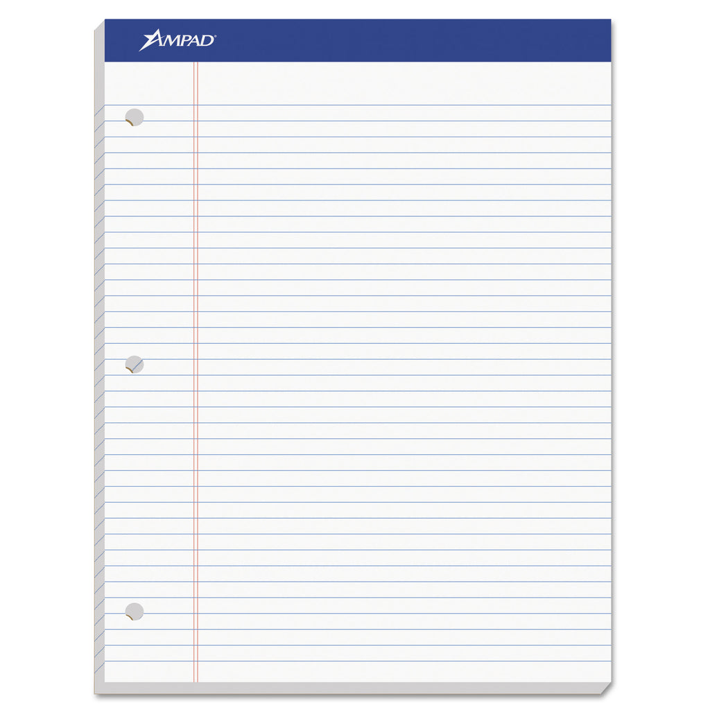 Double Sheet Pads, Medium/College Rule, 100 White 8.5 x 11.75 Sheets - 