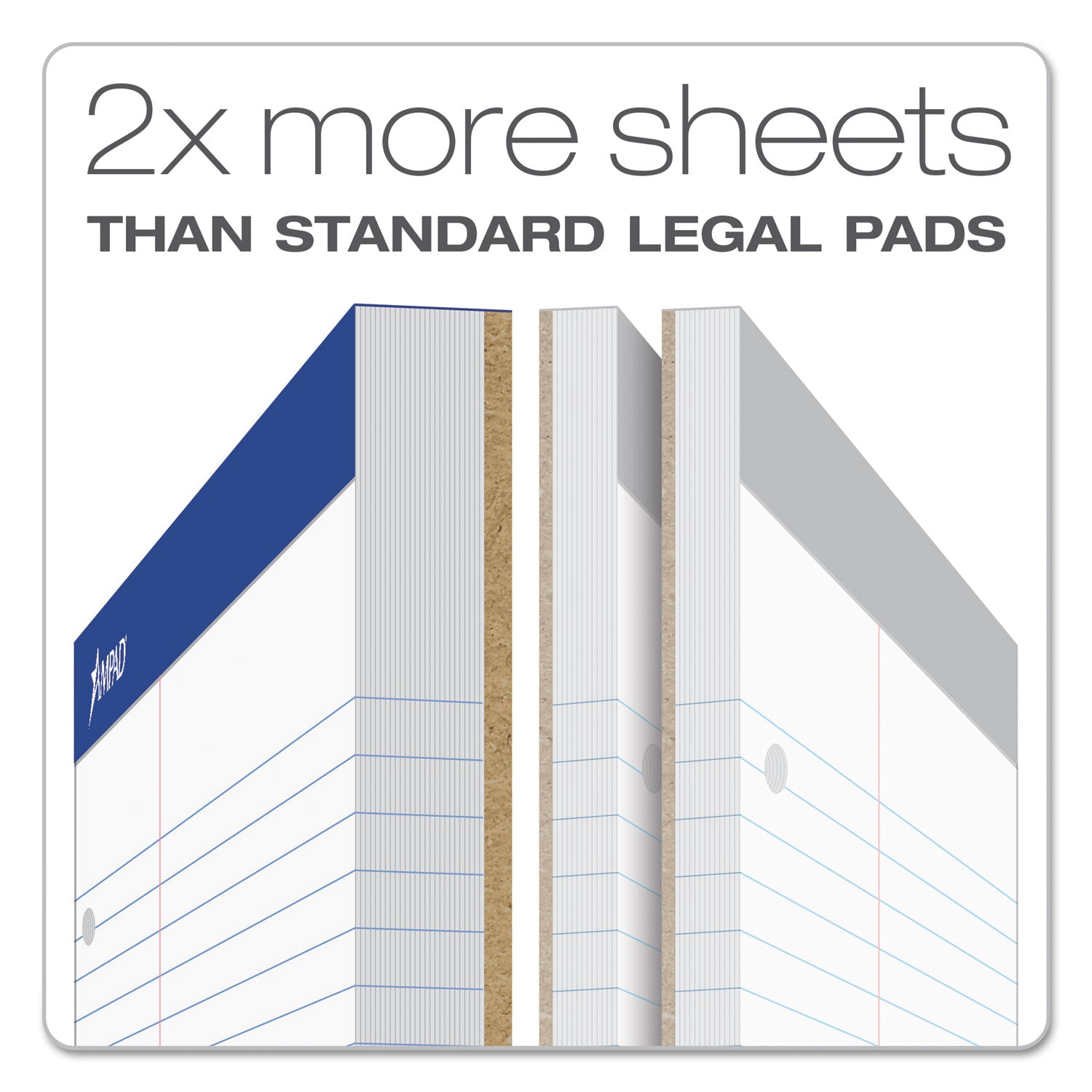 Double Sheet Pads, Narrow Rule, 100 White 8.5 x 11.75 Sheets - 