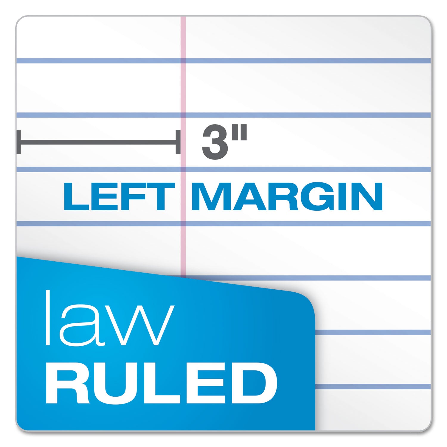 Double Sheet Pads, Pitman Rule Variation (Offset Dividing Line - 3" Left), 100 White 8.5 x 11.75 Sheets - 