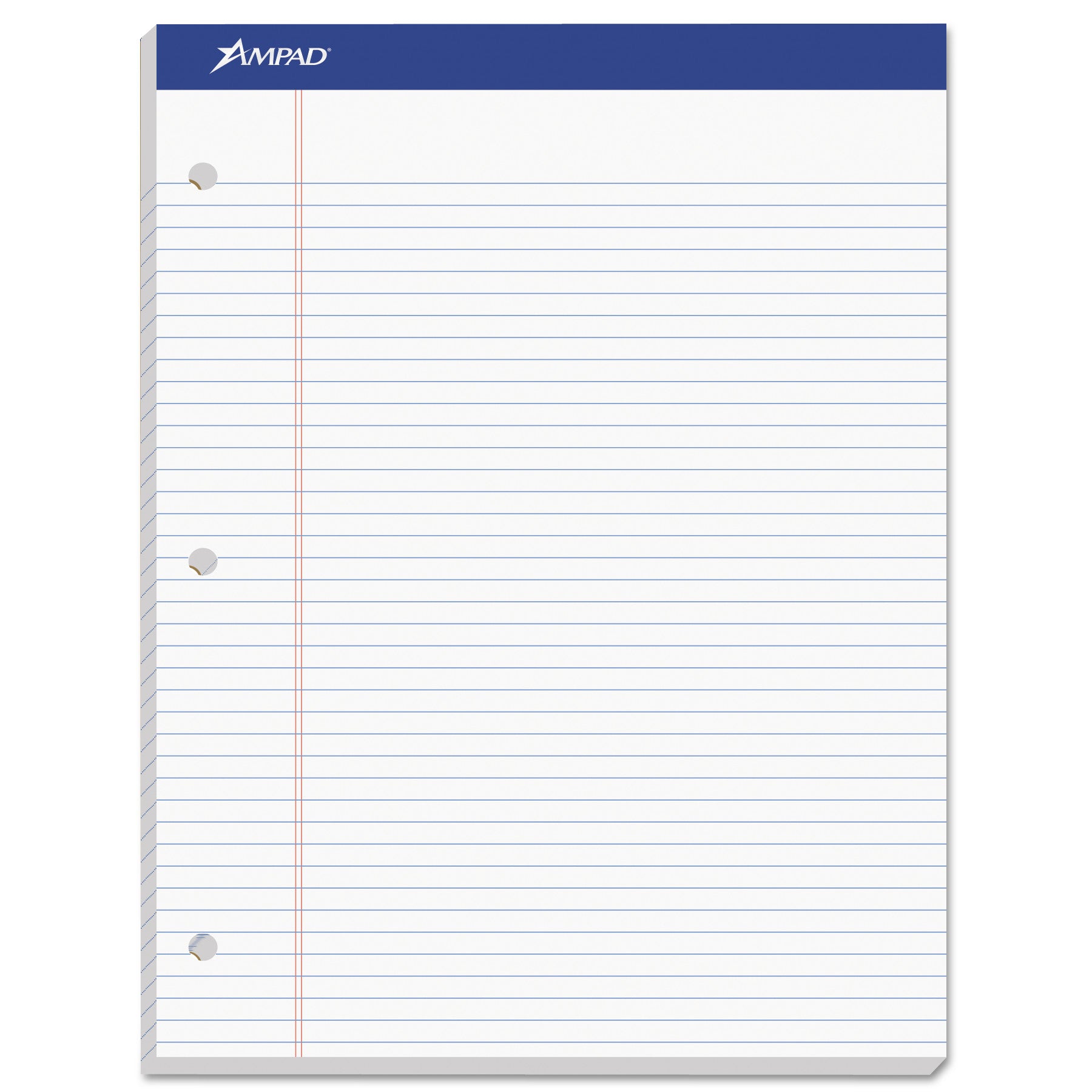 Double Sheet Pads, Wide/Legal Rule, 100 White 8.5 x 11.75 Sheets - 