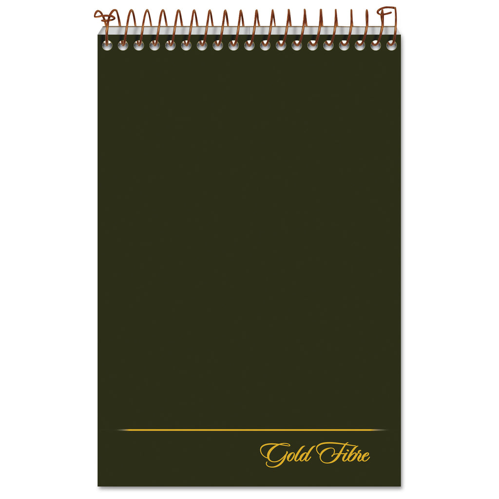 Gold Fibre Steno Pads, Gregg Rule, Designer Green/Gold Cover, 100 White 6 x 9 Sheets - 