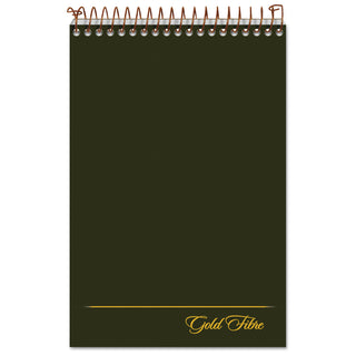 Gold Fibre Steno Pads, Gregg Rule, Designer Green/Gold Cover, 100 White 6 x 9 Sheets - 