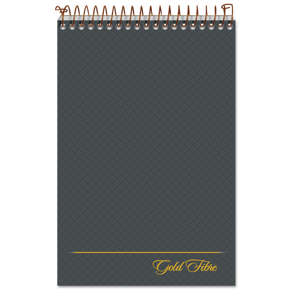 Gold Fibre Steno Pads, Gregg Rule, Designer Diamond Pattern Gray/Gold Cover, 100 White 6 x 9 Sheets - 