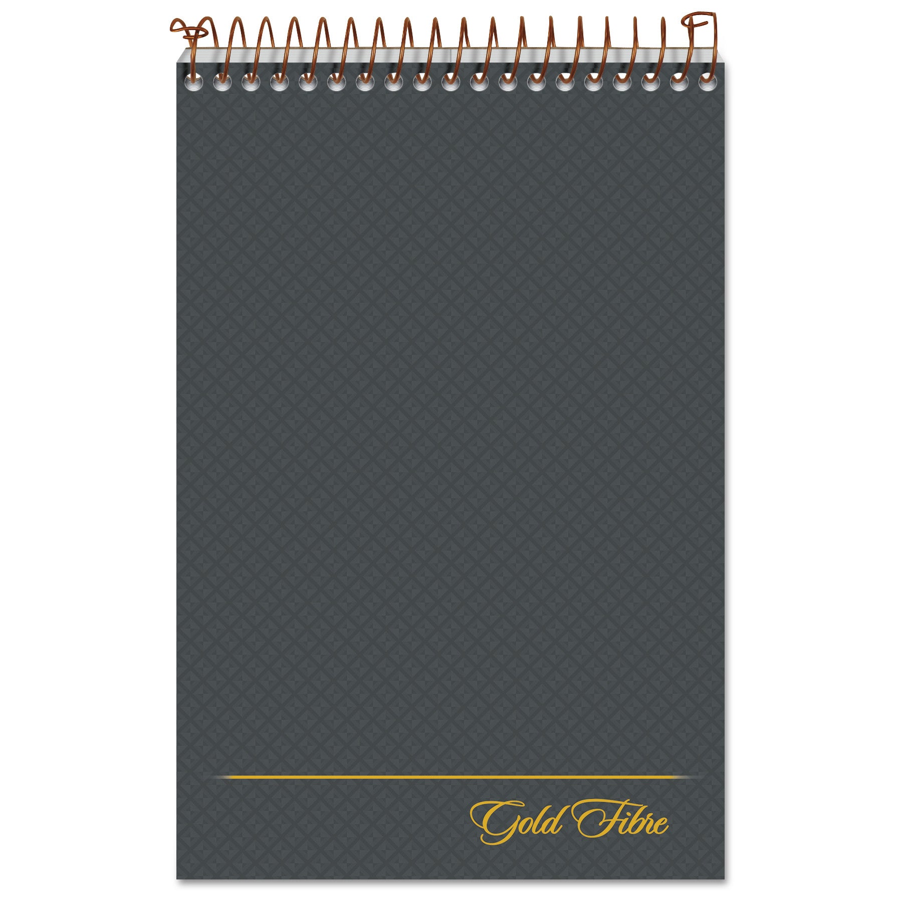 Gold Fibre Steno Pads, Gregg Rule, Designer Diamond Pattern Gray/Gold Cover, 100 White 6 x 9 Sheets - 
