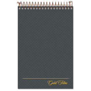 Gold Fibre Steno Pads, Gregg Rule, Designer Diamond Pattern Gray/Gold Cover, 100 White 6 x 9 Sheets - 