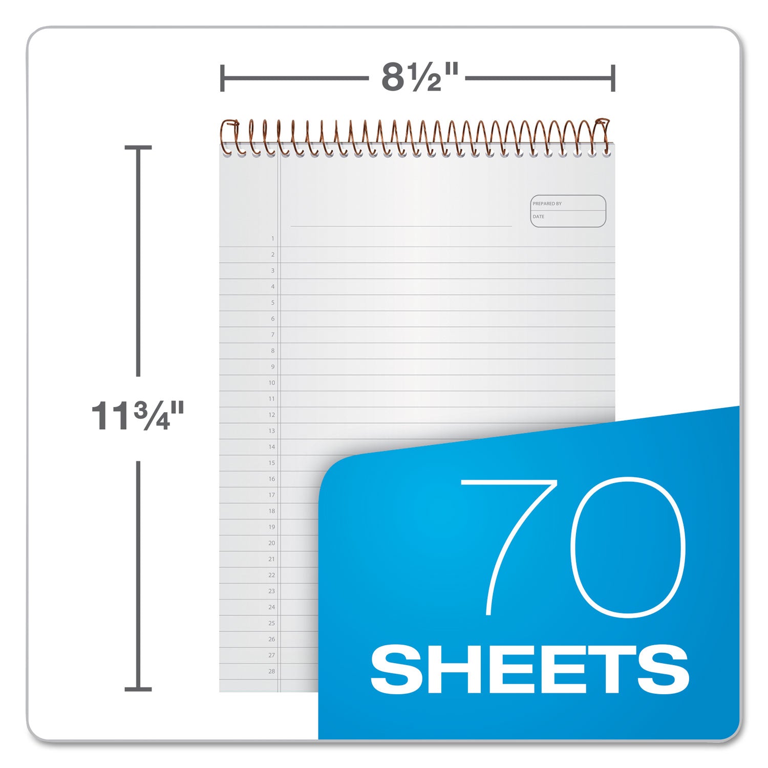 Gold Fibre Wirebound Project Notes Pad, Project-Management Format, Green Cover, 70 White 8.5 x 11.75 Sheets - 