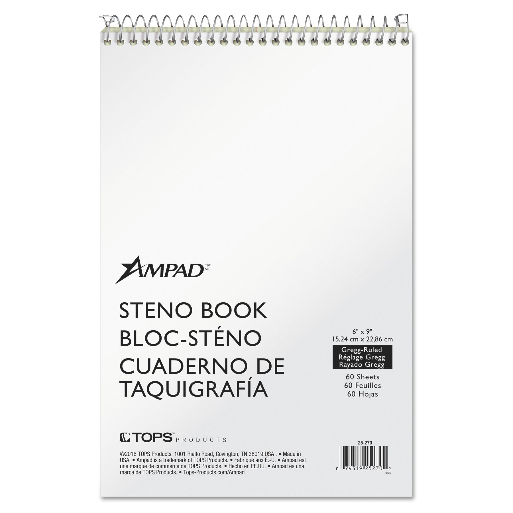 Steno Pads, Gregg Rule, Tan Cover, 60 Green-Tint 6 x 9 Sheets - 