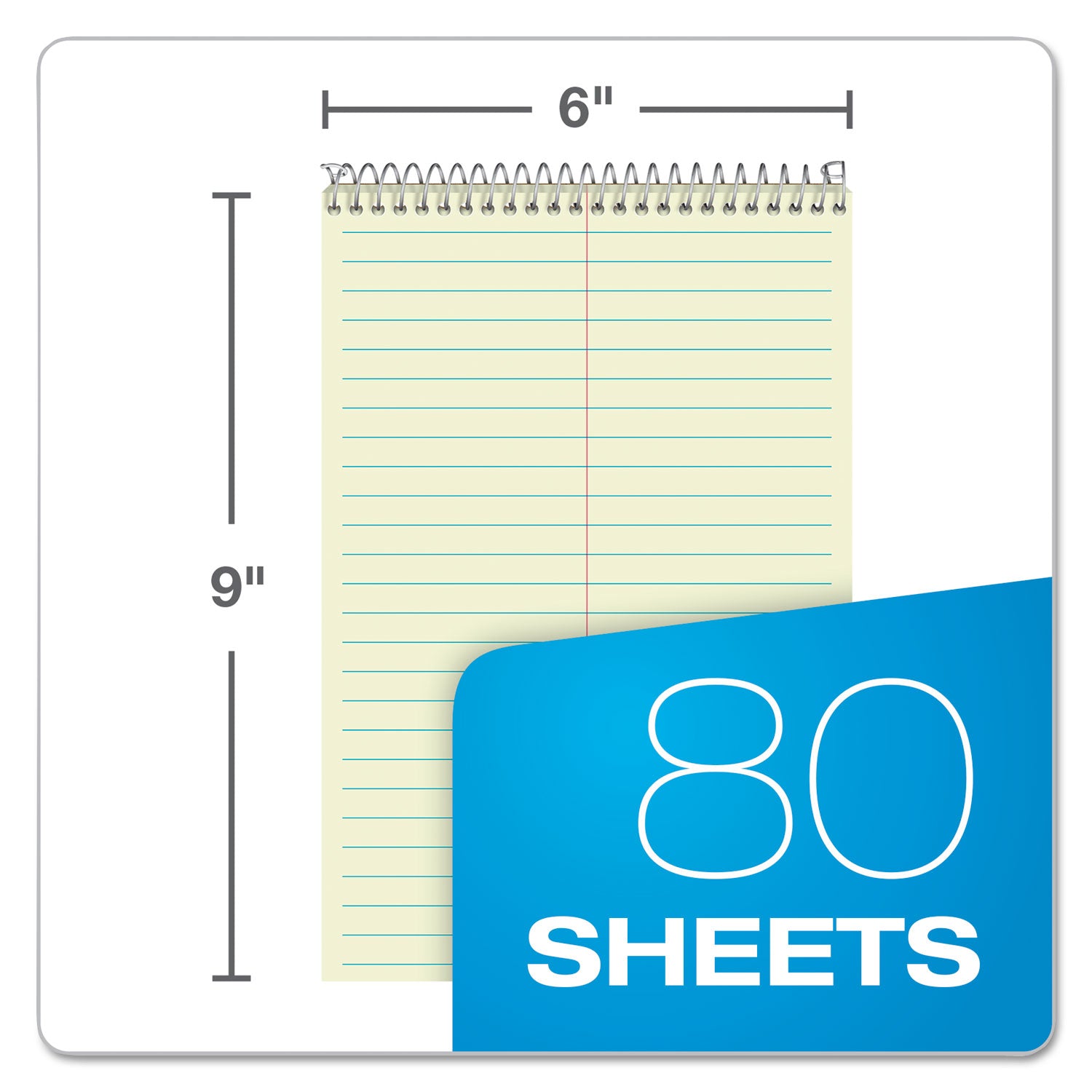 Steno Pads, Gregg Rule, Green Cover, 80 Green-Tint 6 x 9 Sheets, 6/Pack - 