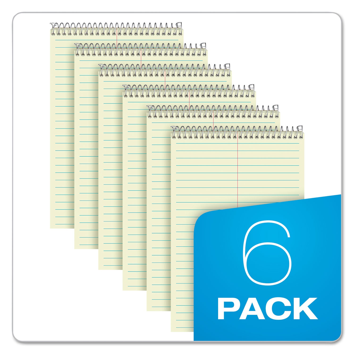 Steno Pads, Gregg Rule, Tan Cover, 70 Green-Tint 6 x 9 Sheets, 6/Pack - 