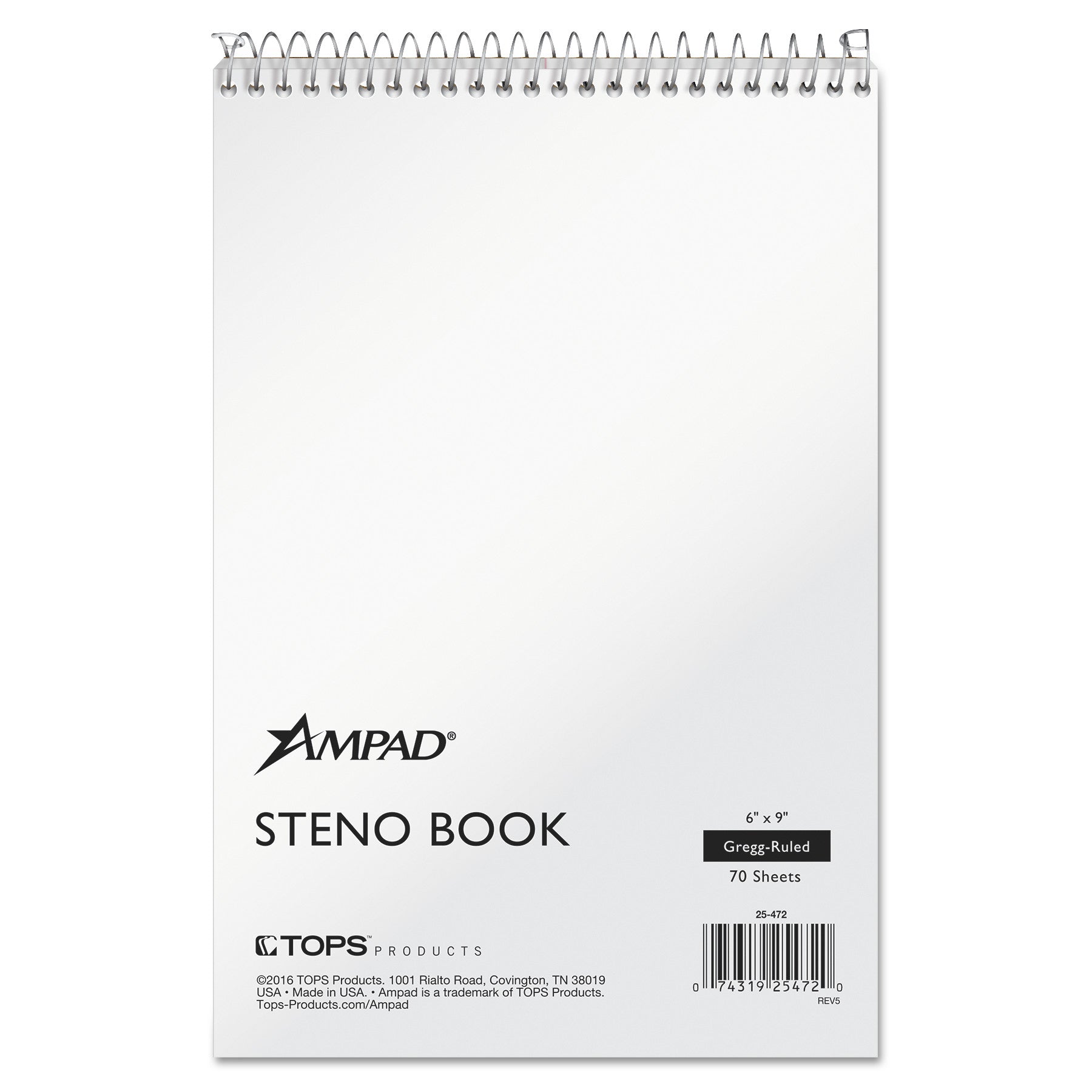 Steno Pads, Gregg Rule, Tan Cover, 70 White 6 x 9 Sheets - 