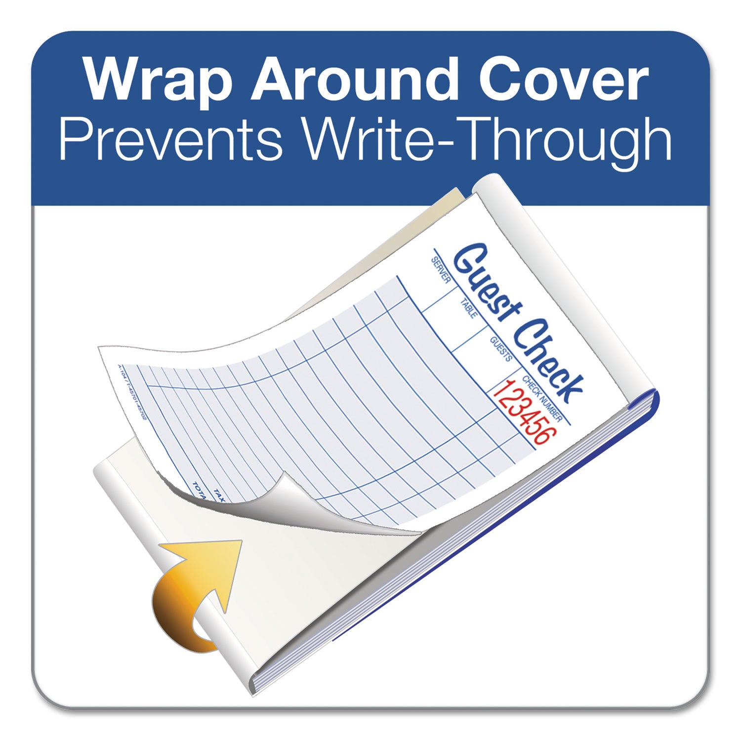 Guest Check Pad, Two-Part Carbonless, 6.38 x 3.38, 50 Forms Total - 
