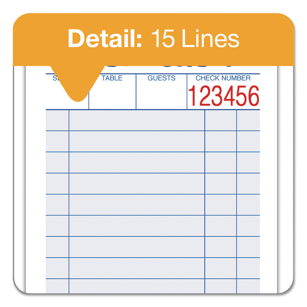 Guest Check Pad, Two-Part Carbonless, 6.38 x 3.38, 50 Forms Total - 
