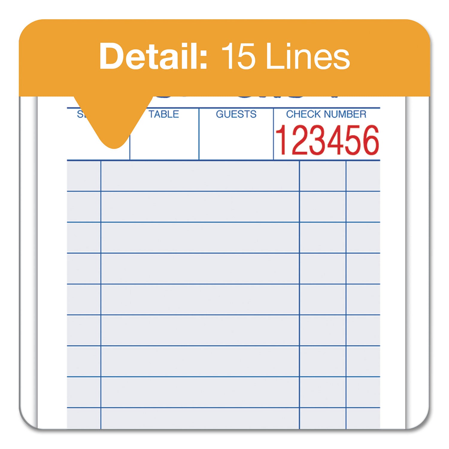 Guest Check Pad, Two-Part Carbonless, 6.38 x 3.38, 50 Forms Total - 