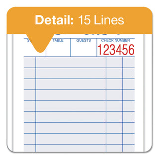 Guest Check Pad, Two-Part Carbonless, 6.38 x 3.38, 50 Forms Total - 
