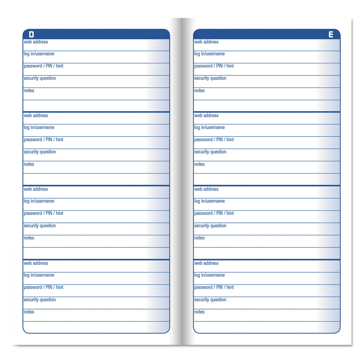 Password Journal, One-Part (No Copies), 3 x 1.5, 4 Forms/Sheet, 192 Forms Total