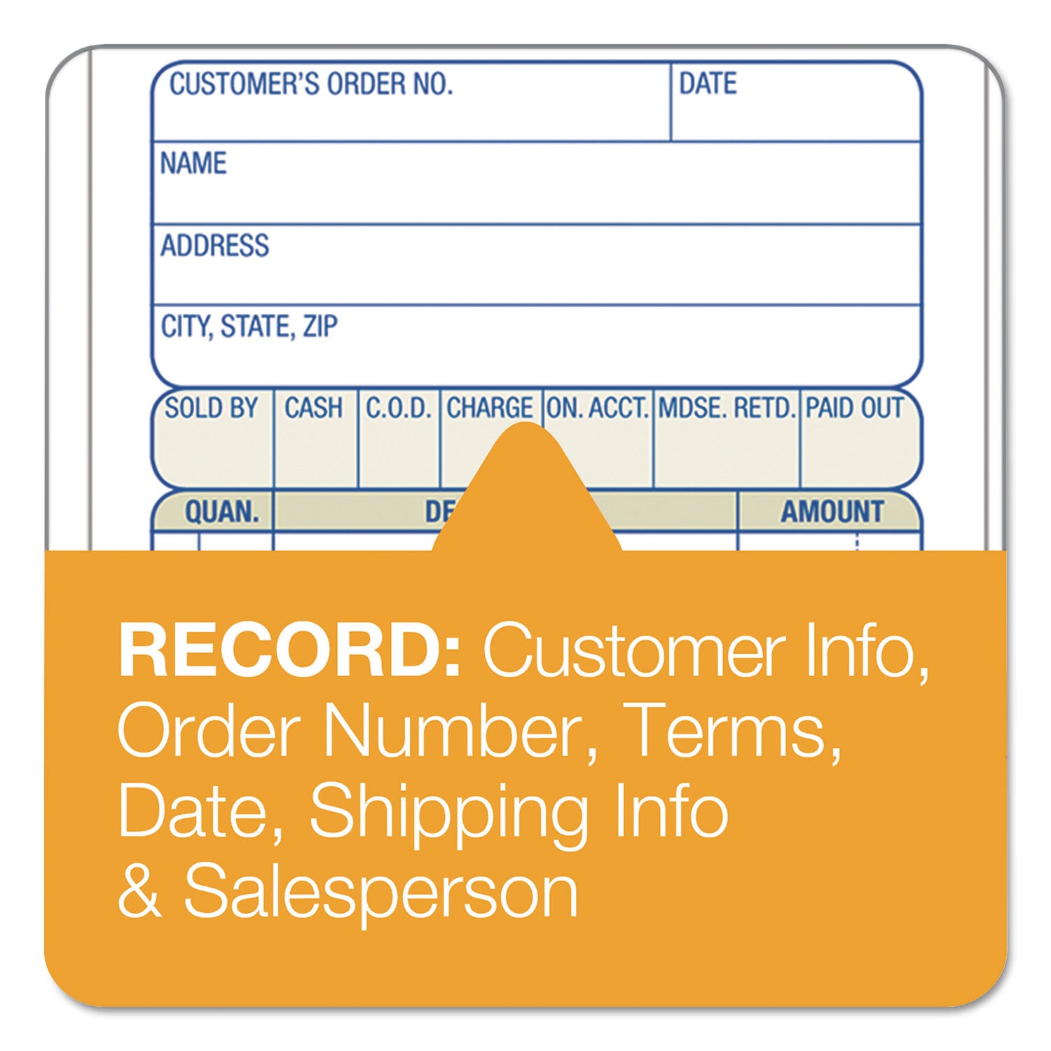 2-Part Sales Book, 12 Lines, Two-Part Carbon, 3.38 x 6.69, 50 Forms Total - 