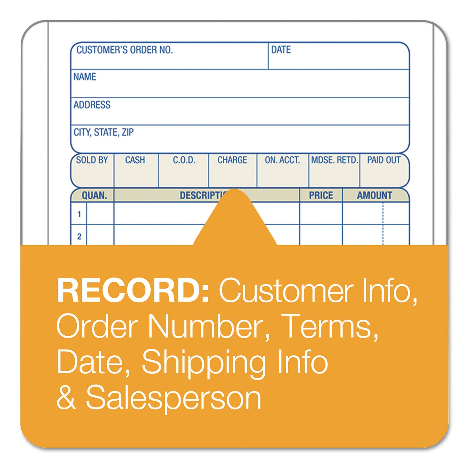 2-Part Sales Book, 12 Lines, Two-Part Carbon, 6.69 x 4.19, 50 Forms Total - 