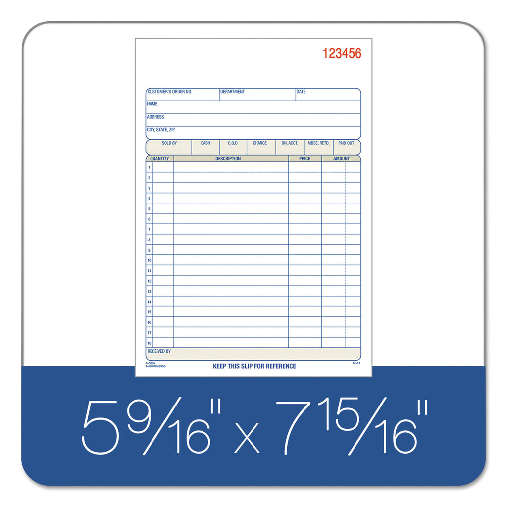 2-Part Sales Book, 18 Lines, Two-Part Carbon, 7.94 x 5.56, 50 Forms Total - 