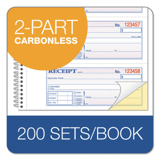 TOPS Money/Rent Receipt Book, Two-Part Carbon, 7 x 2.75, 4 Forms/Sheet, 200 Forms Total - 