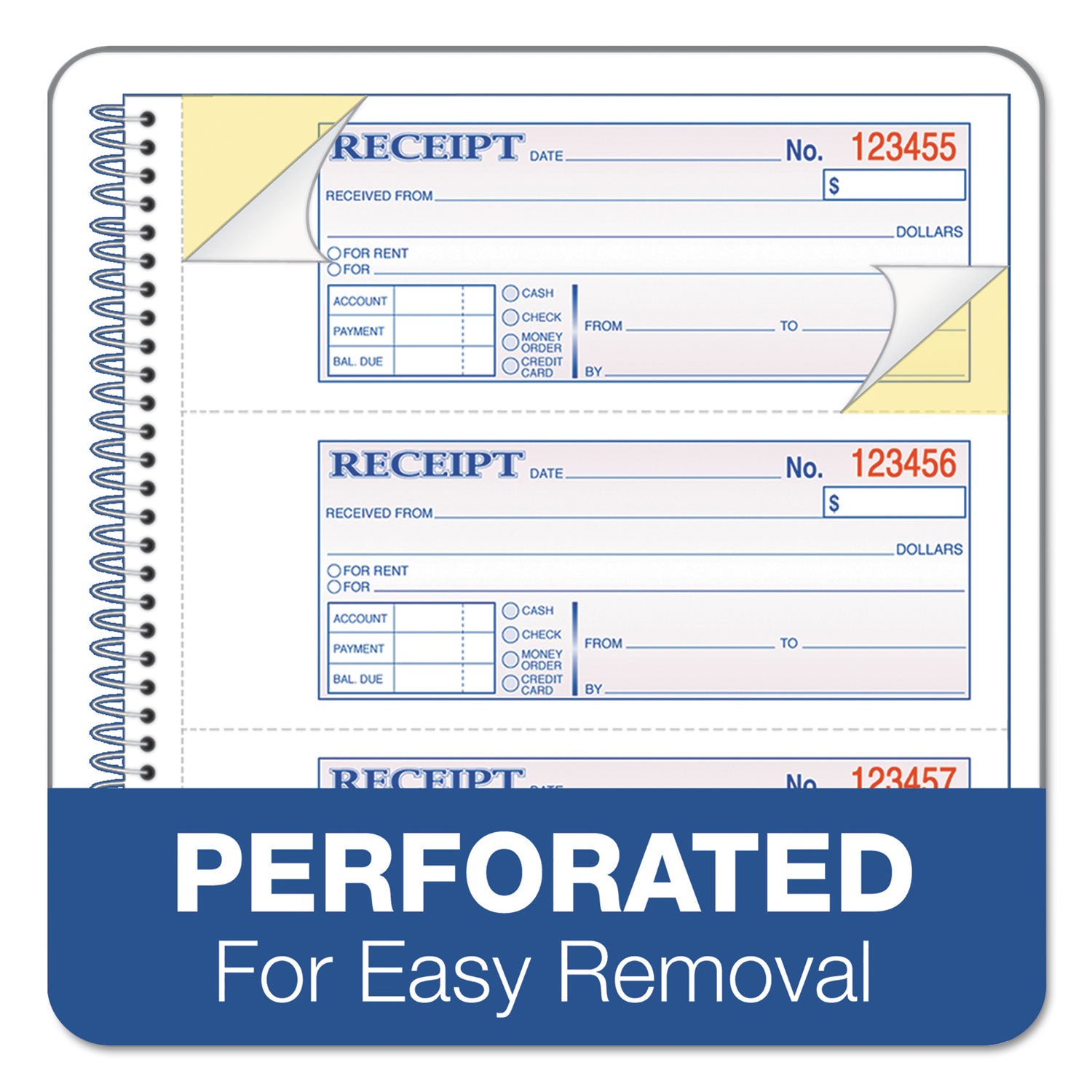 TOPS Money/Rent Receipt Book, Two-Part Carbon, 7 x 2.75, 4 Forms/Sheet, 200 Forms Total - 