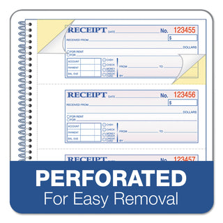 TOPS Money/Rent Receipt Book, Two-Part Carbon, 7 x 2.75, 4 Forms/Sheet, 200 Forms Total - 