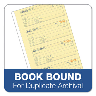 Receipt Book, Three-Part Carbonless, 7.19 x 2.75, 4 Forms/Sheet, 100 Forms Total - 