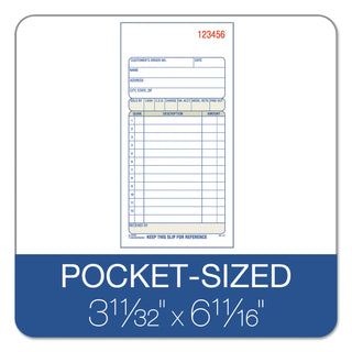 3-Part Sales Book, Three-Part Carbonless, 3.25 x 7.13, 50 Forms Total - 