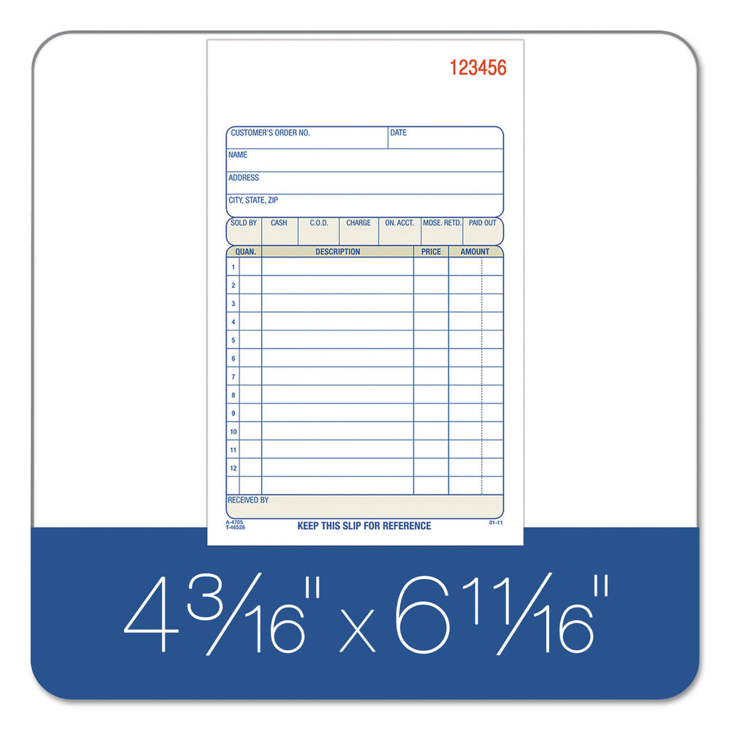 Sales/Order Book, Three-Part Carbonless, 4.19 x 6.69, 50 Forms Total - 