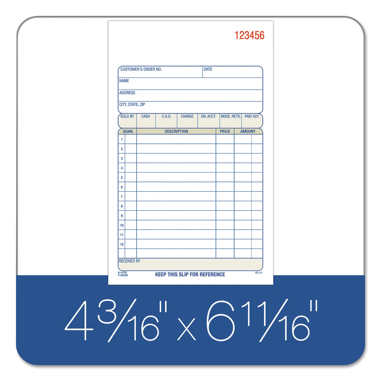 Sales/Order Book, Three-Part Carbonless, 4.19 x 6.69, 50 Forms Total - 