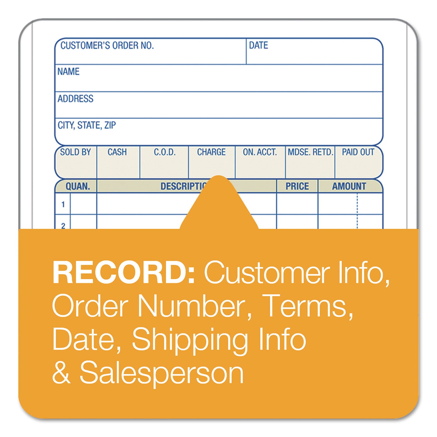 Sales/Order Book, Three-Part Carbonless, 4.19 x 6.69, 50 Forms Total - 
