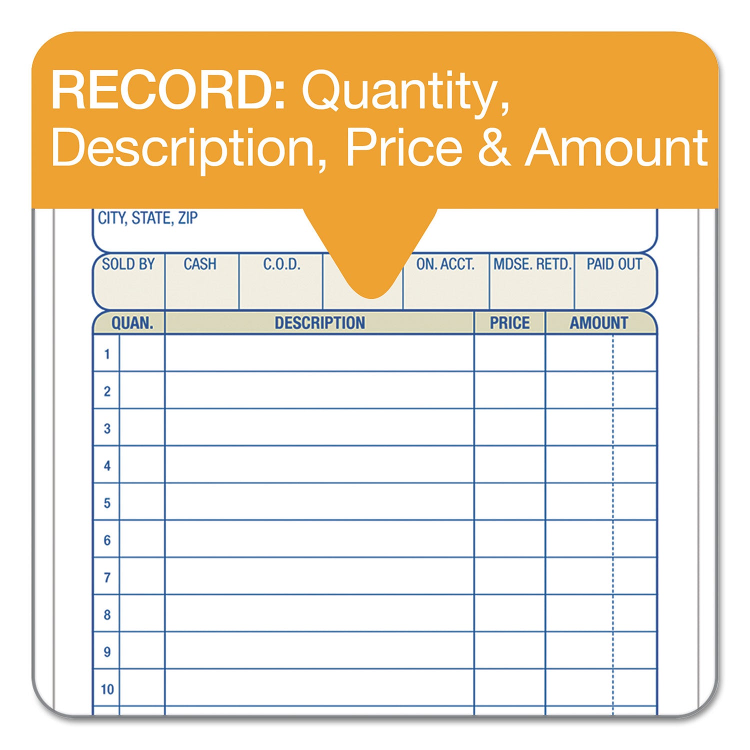 Sales/Order Book, Three-Part Carbonless, 4.19 x 6.69, 50 Forms Total - 