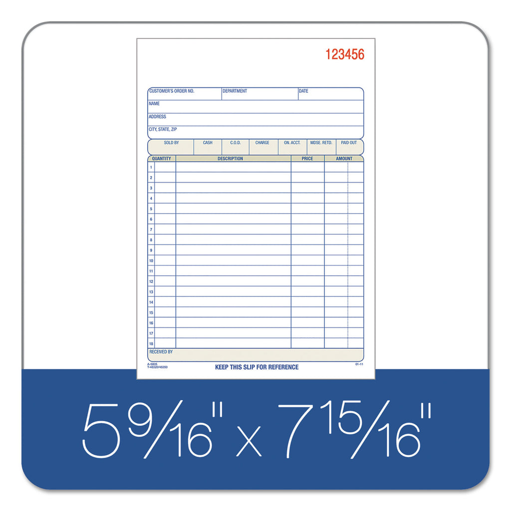 TOPS Sales/Order Book, Three-Part Carbonless, 7.95 x 5.56, 50 Forms Total - 