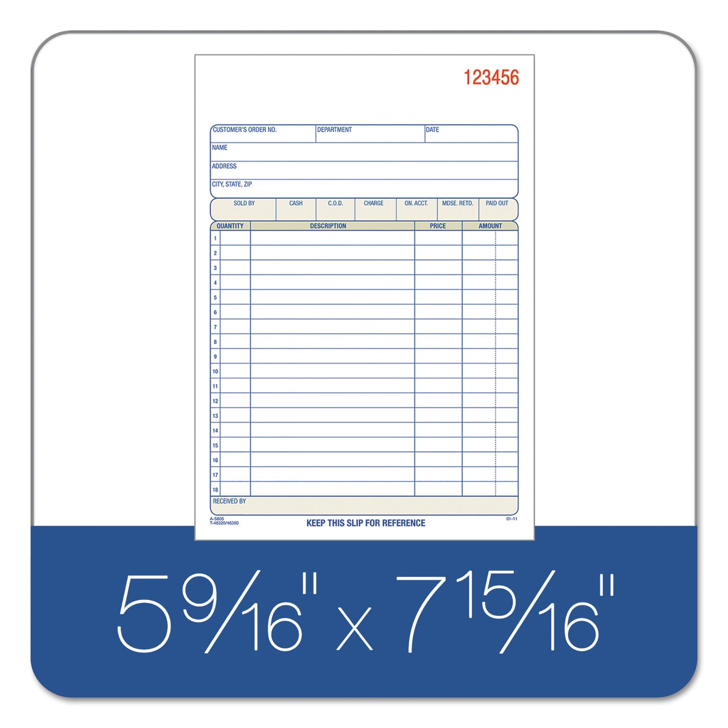 TOPS Sales/Order Book, Three-Part Carbonless, 7.95 x 5.56, 50 Forms Total - 