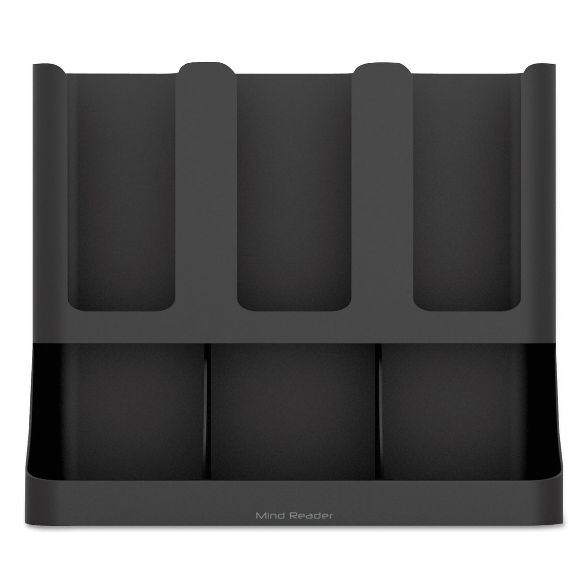 Flume Six-Section Upright Coffee Condiment/Cup Organizer, 11.5 x 6.5 x 15, Black