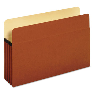 Standard Expanding File Pockets, 3.5" Expansion, Legal Size, Red Fiber, 25/Box