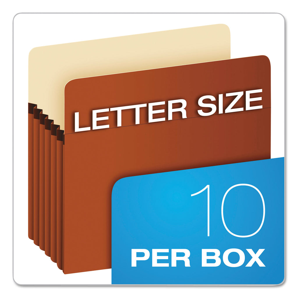 Standard Expanding File Pockets, 5.25" Expansion, Letter Size, Red Fiber, 10/Box
