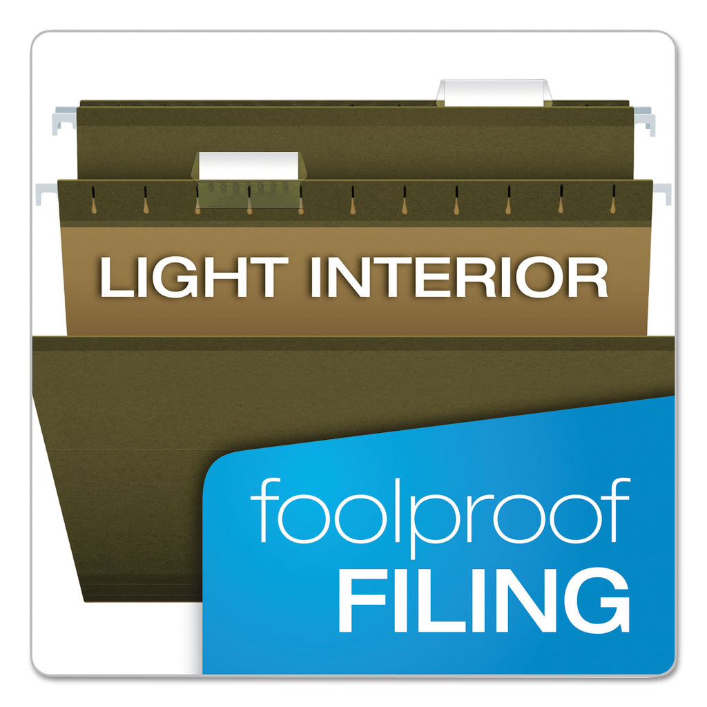 Reinforced Hanging File Folders with Printable Tab Inserts, Letter Size, 1/5-Cut Tabs, Standard Green, 25/Box - 