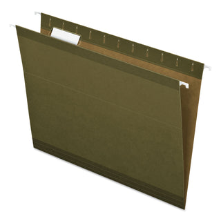 Reinforced Hanging File Folders with Printable Tab Inserts, Letter Size, 1/5-Cut Tabs, Standard Green, 25/Box - 