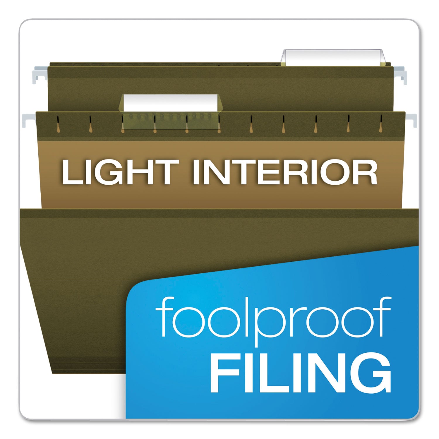 Reinforced Hanging File Folders with Printable Tab Inserts, Legal Size, 1/3-Cut Tabs, Standard Green, 25/Box - 