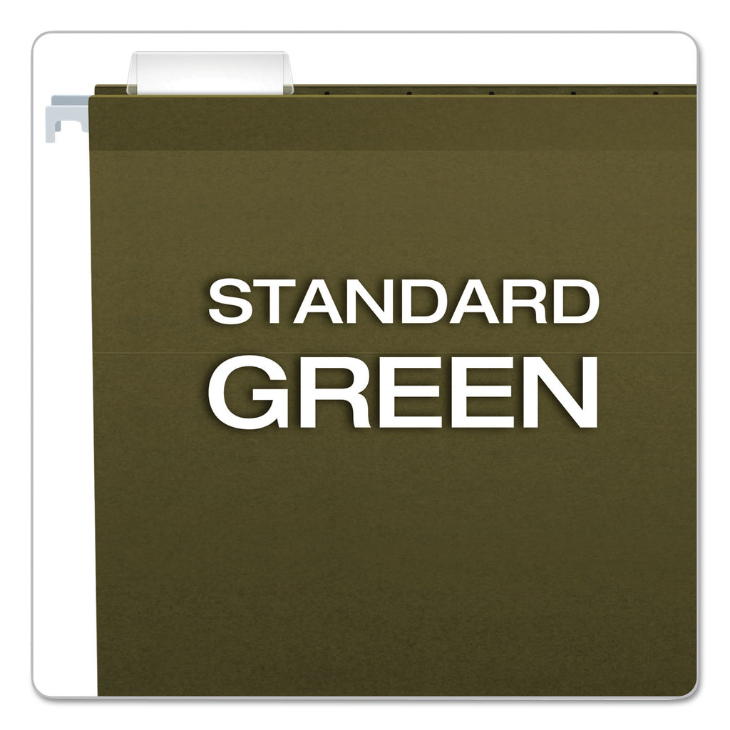 Reinforced Hanging File Folders with Printable Tab Inserts, Legal Size, 1/5-Cut Tabs, Standard Green, 25/Box - 